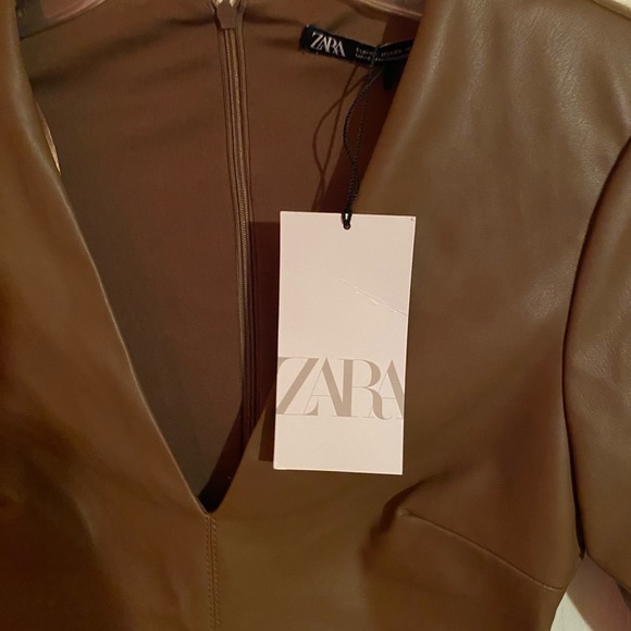 Zara Dresses & Skirts - Vegan Brown Leather Shirt Dress or Top